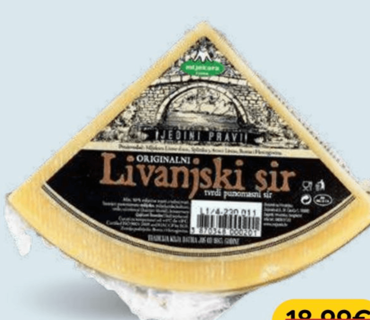 Mljekara Livno Sir livanjski 1/4 - Akcija u trgovini Pivac