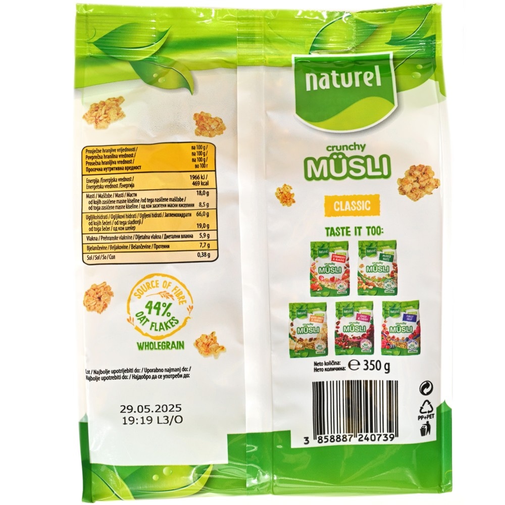 Muesli crunchy fruit, classic 350 g Naturel Akcija u trgovini Djelo