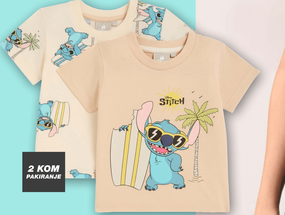 Disney Stitch majica kratkih rukava za bebe 2 kom - Akcija u trgovini Kik