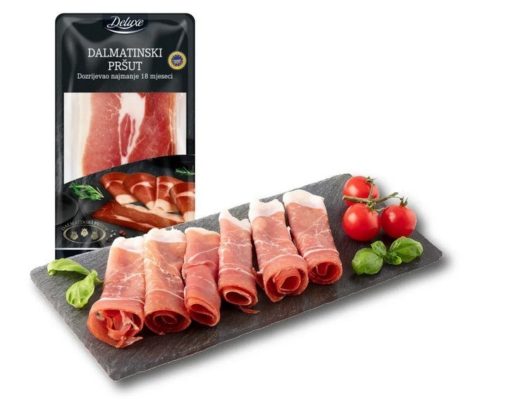 Dalmatinski pršut 100 g Deluxe - Akcija u trgovini Lidl