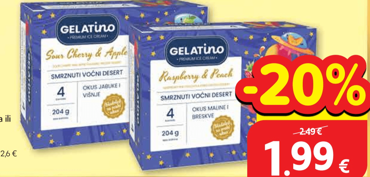 Gelatino Sladoled štapić 4x 50 ml - Akcija u trgovini Plodine