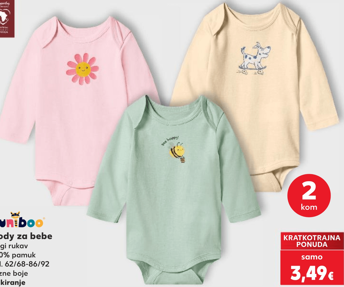 Kuniboo Body za bebe 2 kom - Akcija u trgovini Kaufland