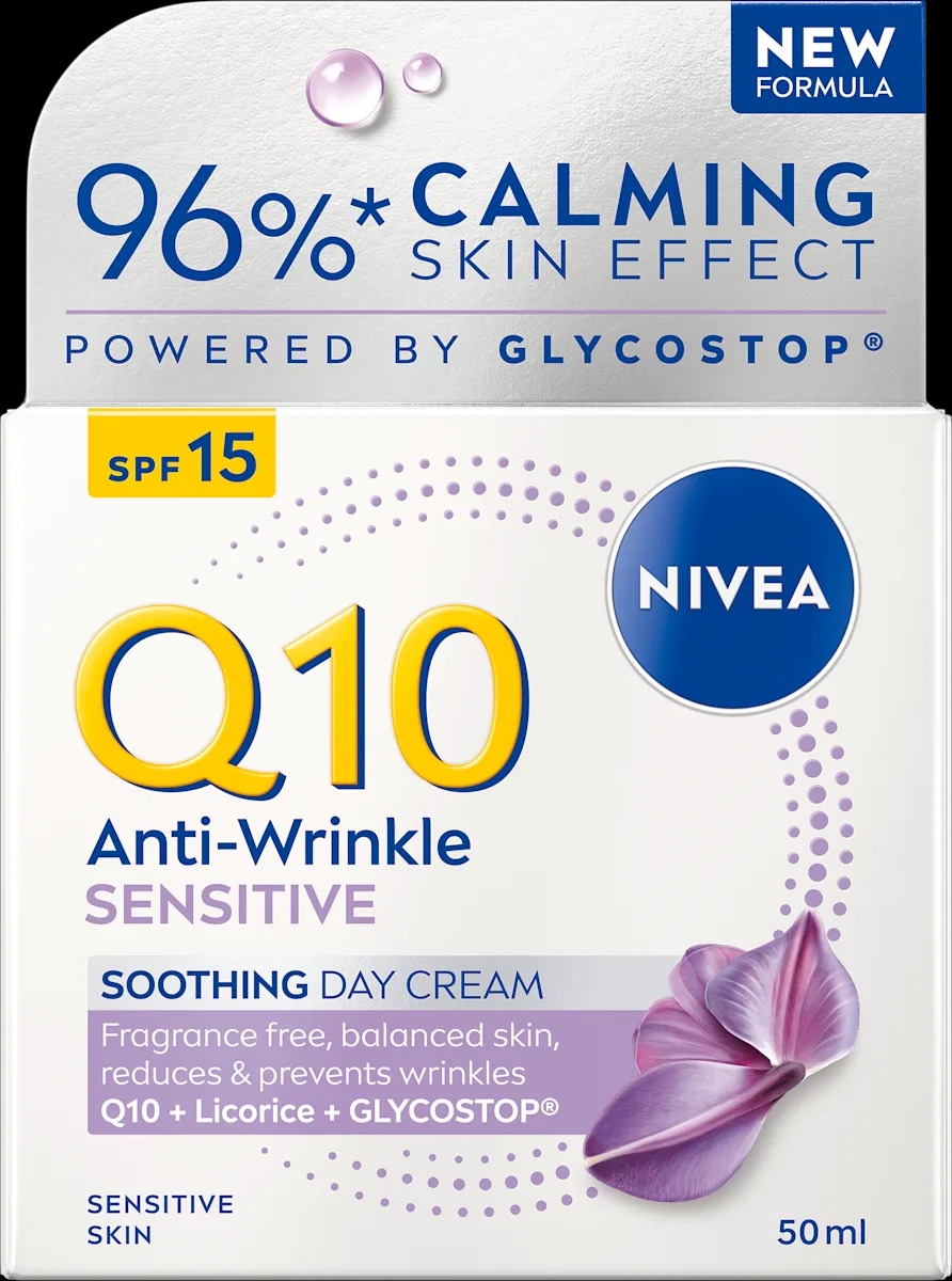 Nivea dnevna krema za lice Q10 Anti-Wrinkle Sensitive SPF 15 50 ml - Akcija u trgovini Dm