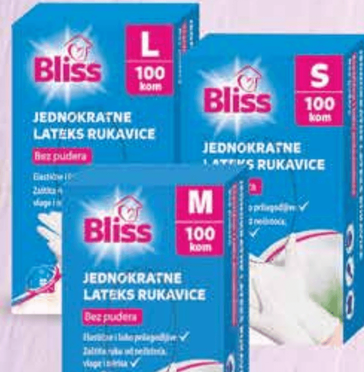 Bliss Jednokratne lateks rukavice 100 komada - Akcija u trgovini Plodine