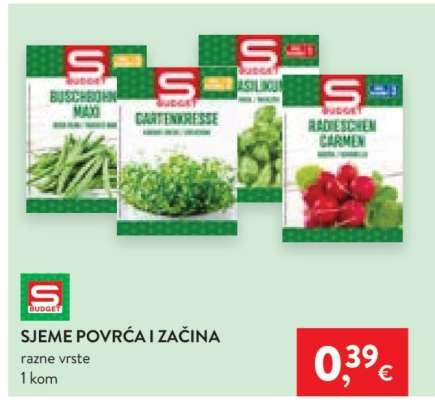Sjeme povrća ili začina 1 kom Budget - Akcija u trgovini Spar