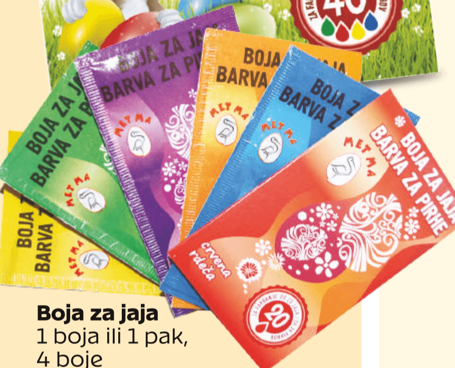 Boja za jaja 1 boja ili 1 pak, 4 boje MET MA - Akcija u trgovini Tommy