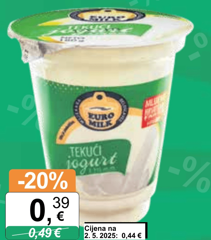 Tekući jogurt 180 g Euro Milk - Akcija u trgovini KTC