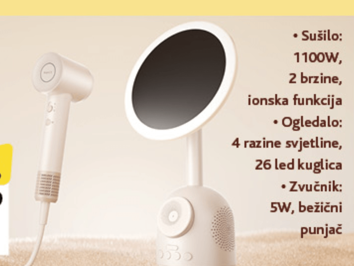 Beauty ogledalo i sušilo za kosu set - Akcija u trgovini Konzum
