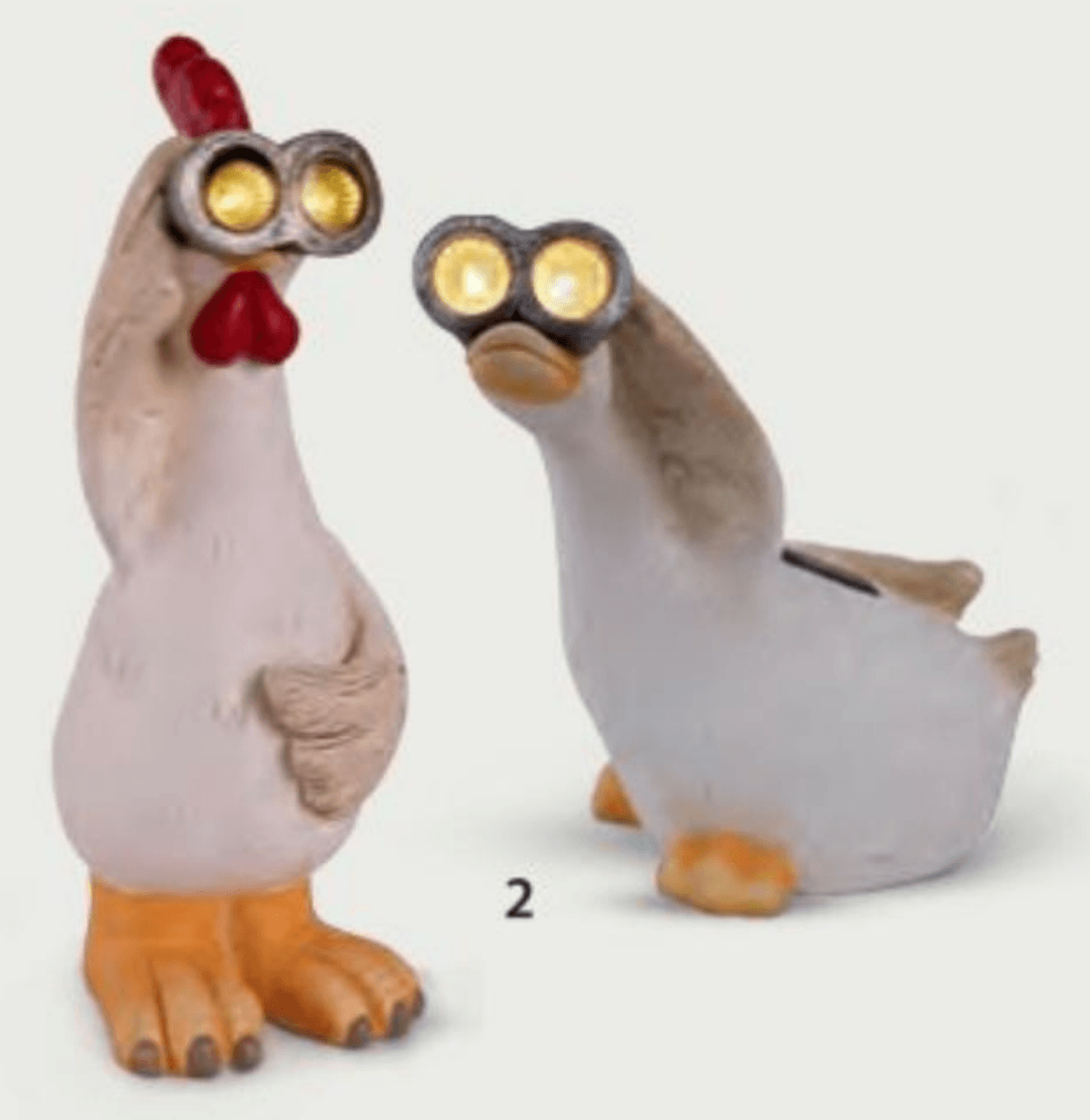 Dekorativna figura Solarna kokoš / Solarna patka cca 46 cm (kokoš), cca 33,5 cm (patka) - Akcija u trgovini NKD