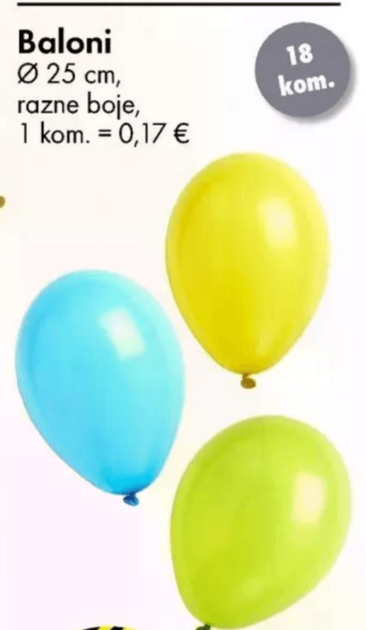 Baloni 18 kom. - Akcija u trgovini Tedi