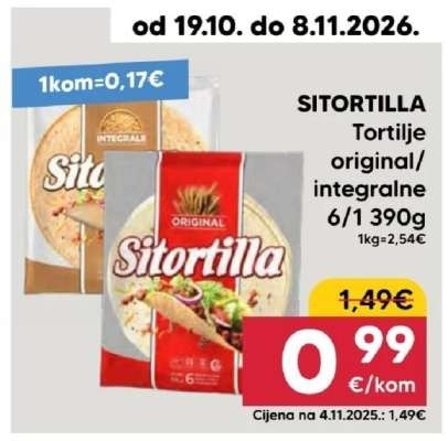 Sitortilla Tortilje original/integralne 390 g Akcija u trgovini Pivac