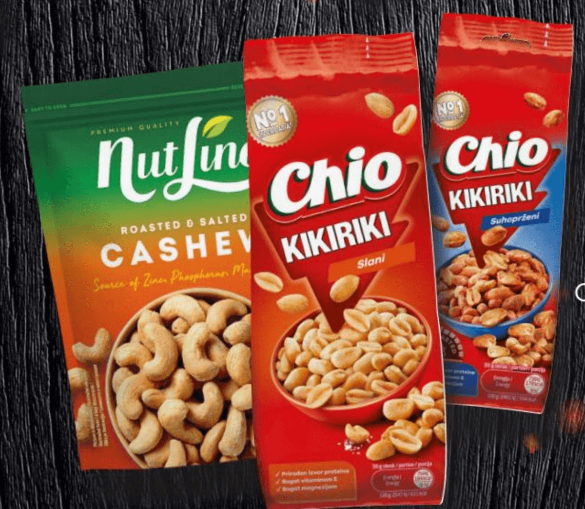 Kikiriki ili orašasti plodovi Nutline od 50 g do 350 g Nutline, Chio - Akcija u trgovini Interspar