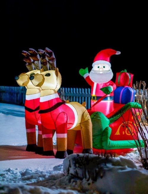 LED ukrasna figura na napuhavanje 'Djed Božićnjak sa sobovima' - Akcija u trgovini Bauhaus