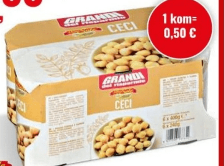 Slanutak 6 x 400 g Grandi del risparmio - Akcija u trgovini Eurospin