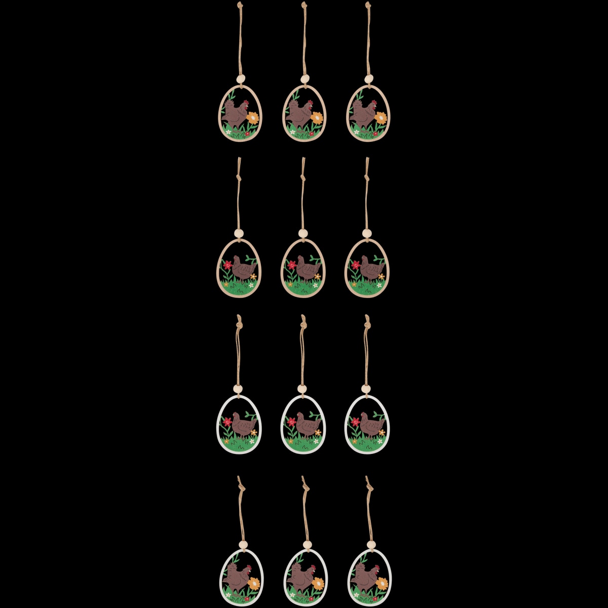 Home Accents Drveni uskrsni ukrasi za vješanje 12 komada - Akcija u trgovini Action