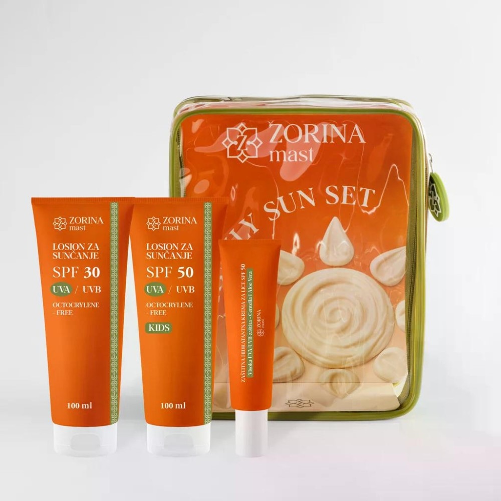 Zorina Mast set za sunčanje losion SPF 30 100 ml, losion SPF 50 za djecu 100 ml, krema za lice SPF 50 30 ml Akcija u trgovini KTC