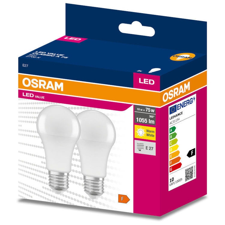 OSRAM LED žarulja VALUE CLAS A 75 10 W/ (840, 827) E27 DUO PACK 2 kom - Akcija u trgovini Alles