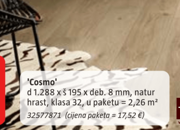 Cosmo 2,26 m² - Akcija u trgovini Bauhaus