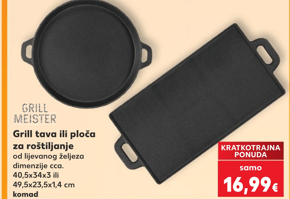 Grill tava ili ploča komad GRILL MEISTER - Akcija u trgovini Kaufland
