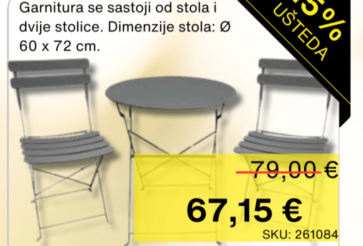 Vrtni set STIL EBBA BISTRO - Akcija u trgovini Alles