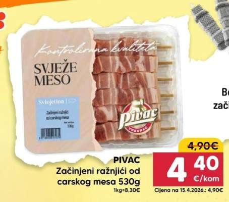 PIVAC Svježi začinjeni ražnjići od carskog mesa 530 g - Akcija u trgovini Plodine