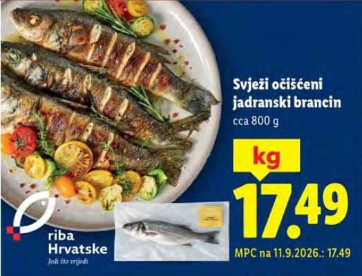 Svježi očišćeni jadranski brancin cca 800 g Akcija u trgovini Lidl