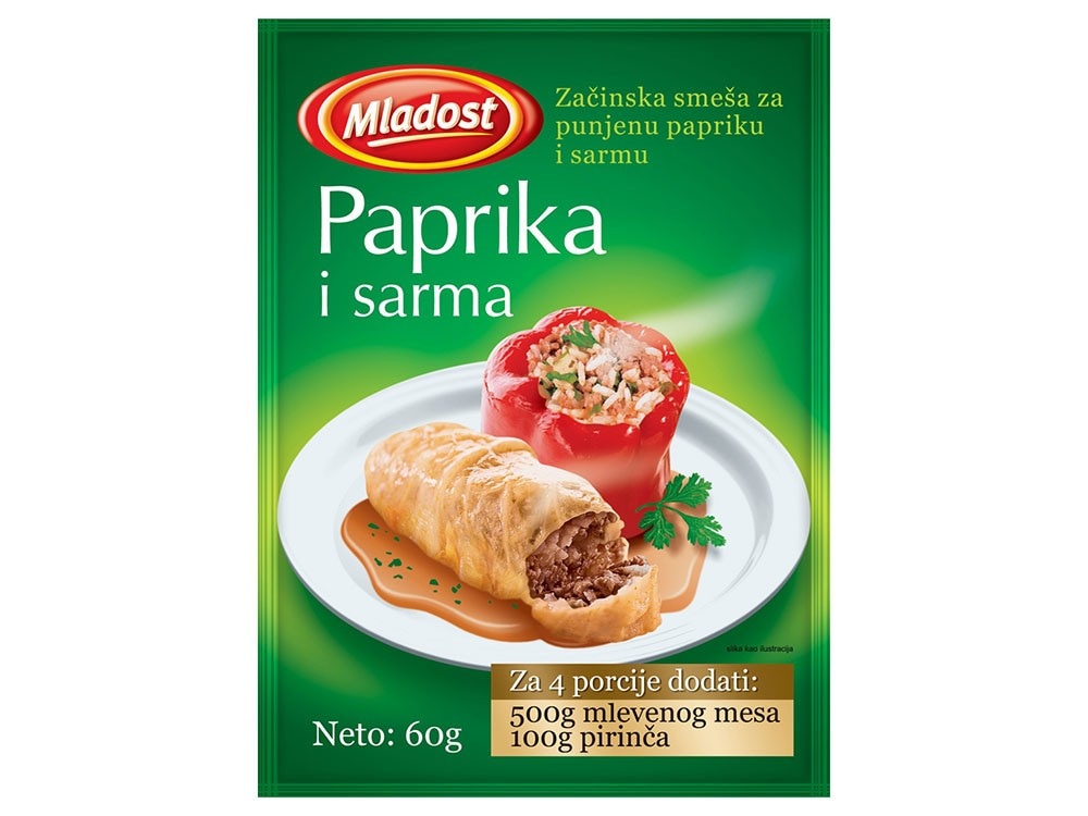 Mladost Mješavina začina za punjenu papriku i sarmu/za grah 60g - Akcija u trgovini Pivac