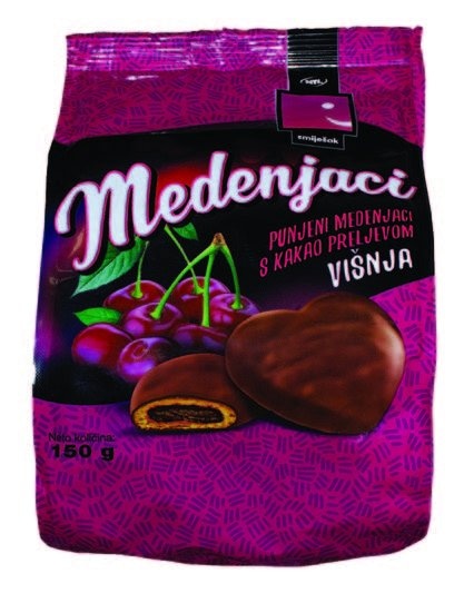 Smiješak Čokoladni medenjaci Višnja/Naranča 150 g - Akcija u trgovini Gavranović