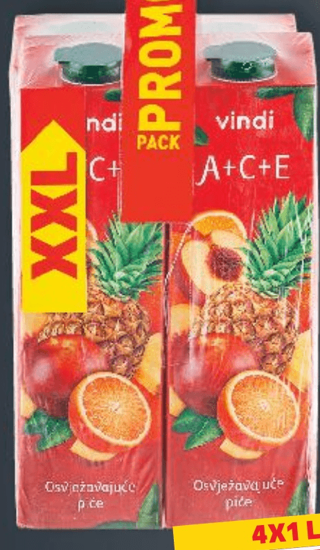 Vindi Bezalkoholno negazirano piće 4x1 L - Akcija u trgovini Kaufland