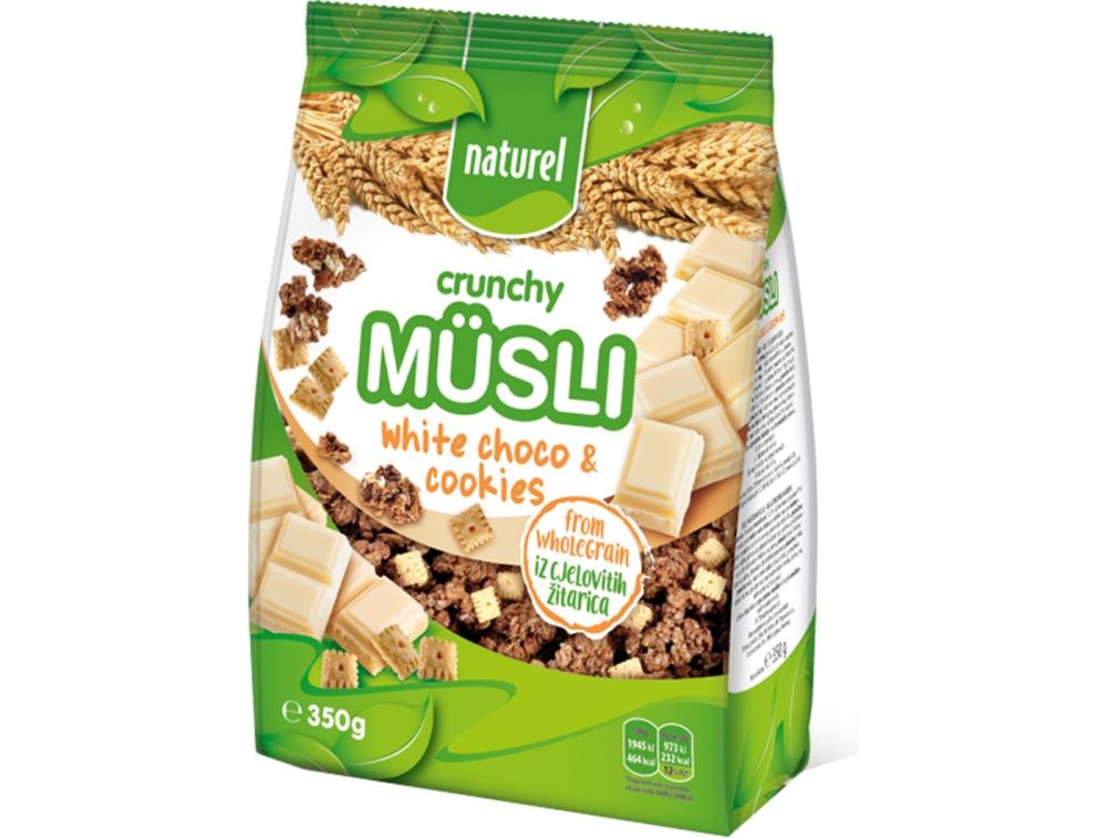 Naturel Crunchy Müsli White Choco & Cookies 350g - Akcija u trgovini Bipa