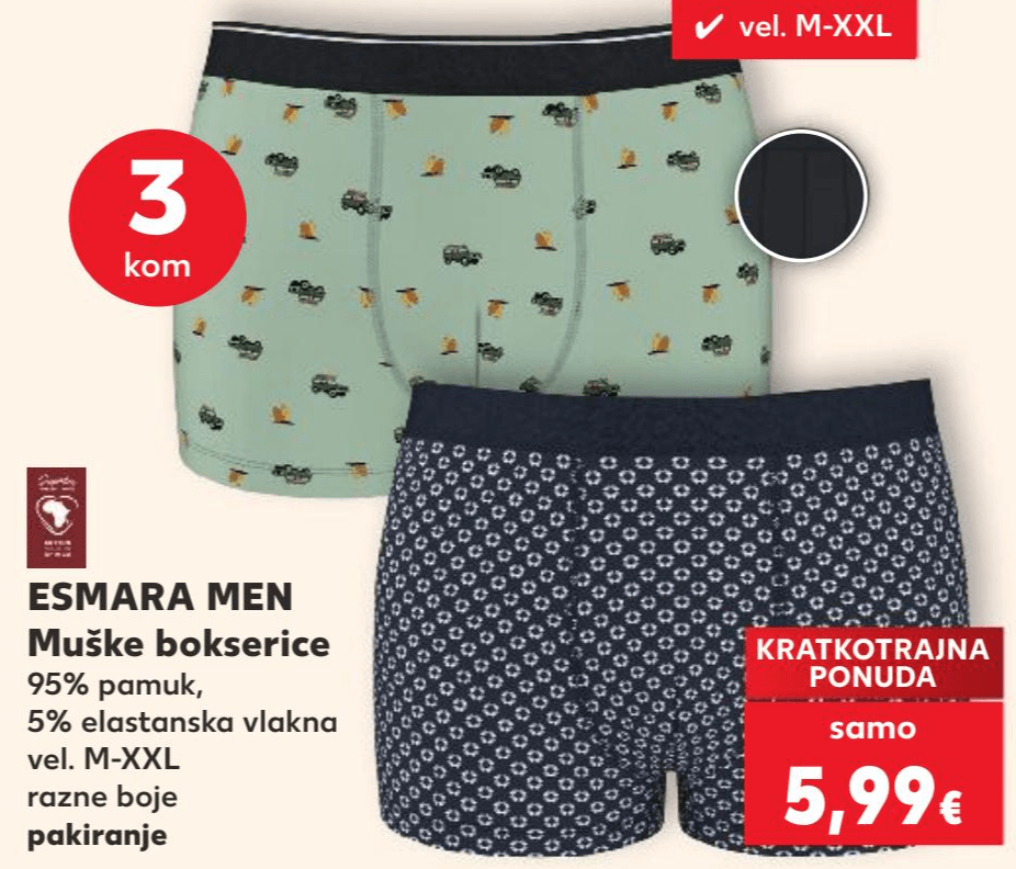 ESMARA MEN Muške bokserice 3 kom - Akcija u trgovini Kaufland