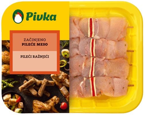 Pileći natur ražnjići, ražnjići s paprikom ili mini filetini 400 g PIVKA - Akcija u trgovini Plodine
