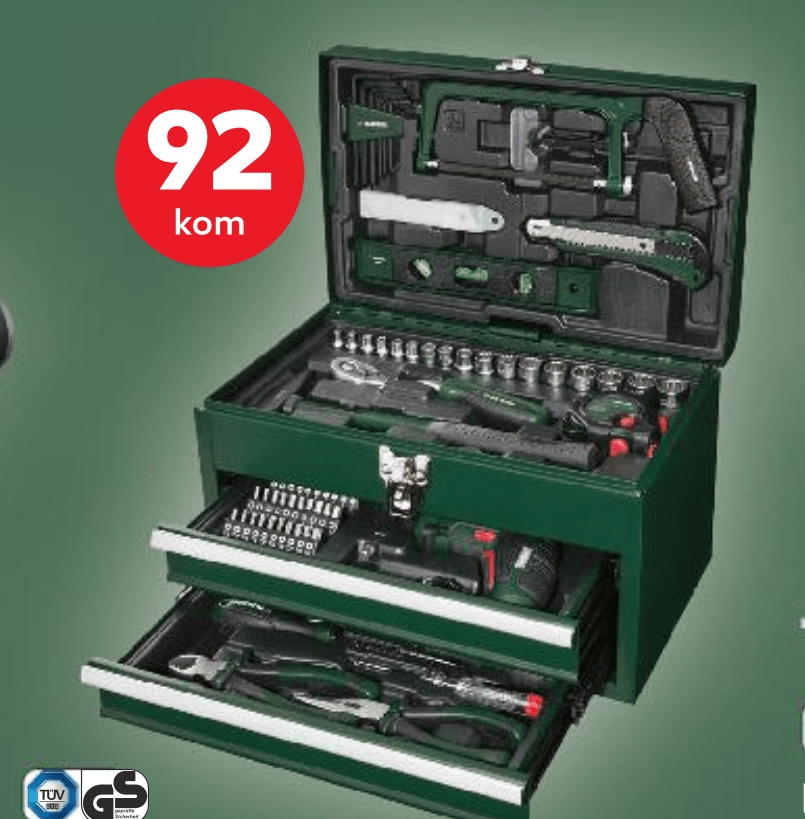 PARKSIDE® Kutija s alatom i bežičnim odvijačem 92 kom - Akcija u trgovini Kaufland