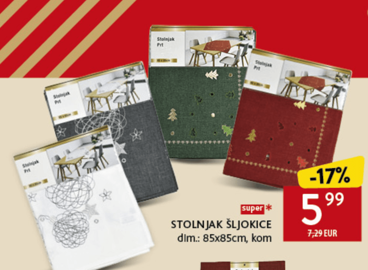 Stolnjak Šljokice 85x85cm - Akcija u trgovini Konzum