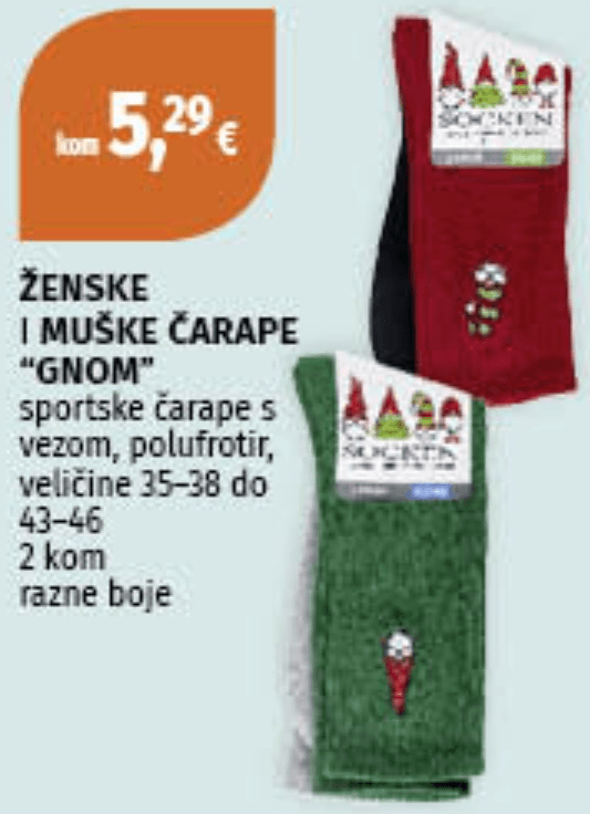 Ženske i muške čarape "Gnom" 2 kom - Akcija u trgovini Mueller