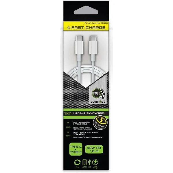 Kabel za punjenje tip C/ tip C Finishline 1,2 m CONNECT - Akcija u trgovini KTC