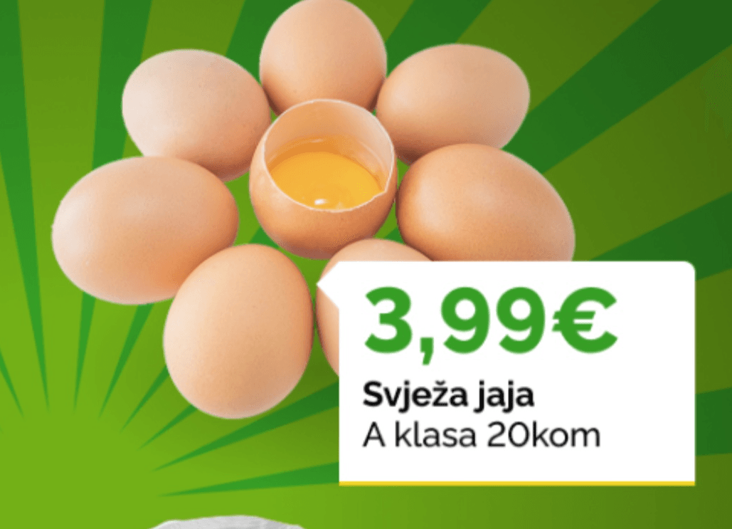 Svježa jaja 20kom - Akcija u trgovini Žabac