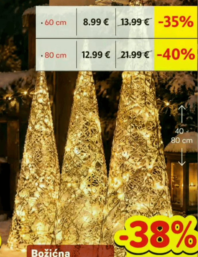 Božićna LED piramida Akcija u trgovini Plodine