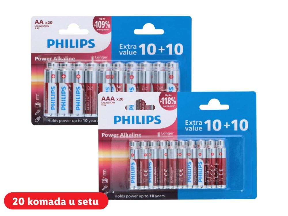 Philips Baterije 20 komada u setu - Akcija u trgovini Lidl