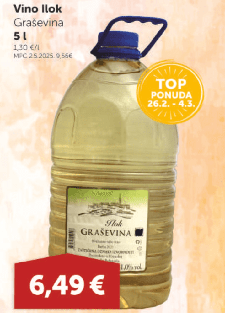 Vino Ilok Graševina 5 l - Akcija u trgovini Boso