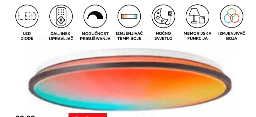 Stropna LED svjetiljka Heida - Akcija u trgovini Lesnina