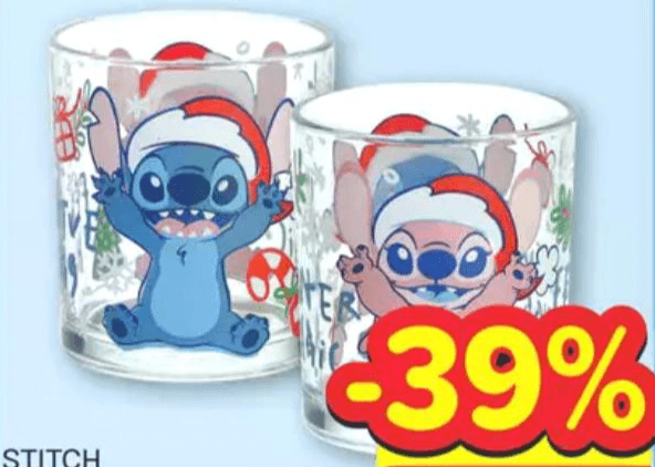 Stitch božićna staklena čaša Akcija u trgovini Plodine