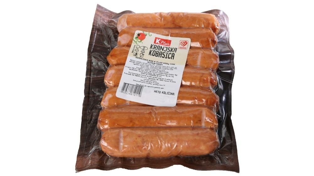 K Plus kranjska kobasica 600 g Akcija u trgovini Konzum