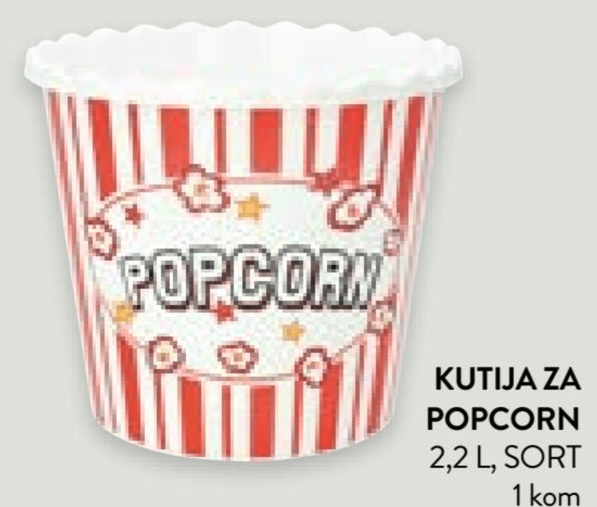 Kutija za popcorn 2,2 L, 1 kom - Akcija u trgovini Spar