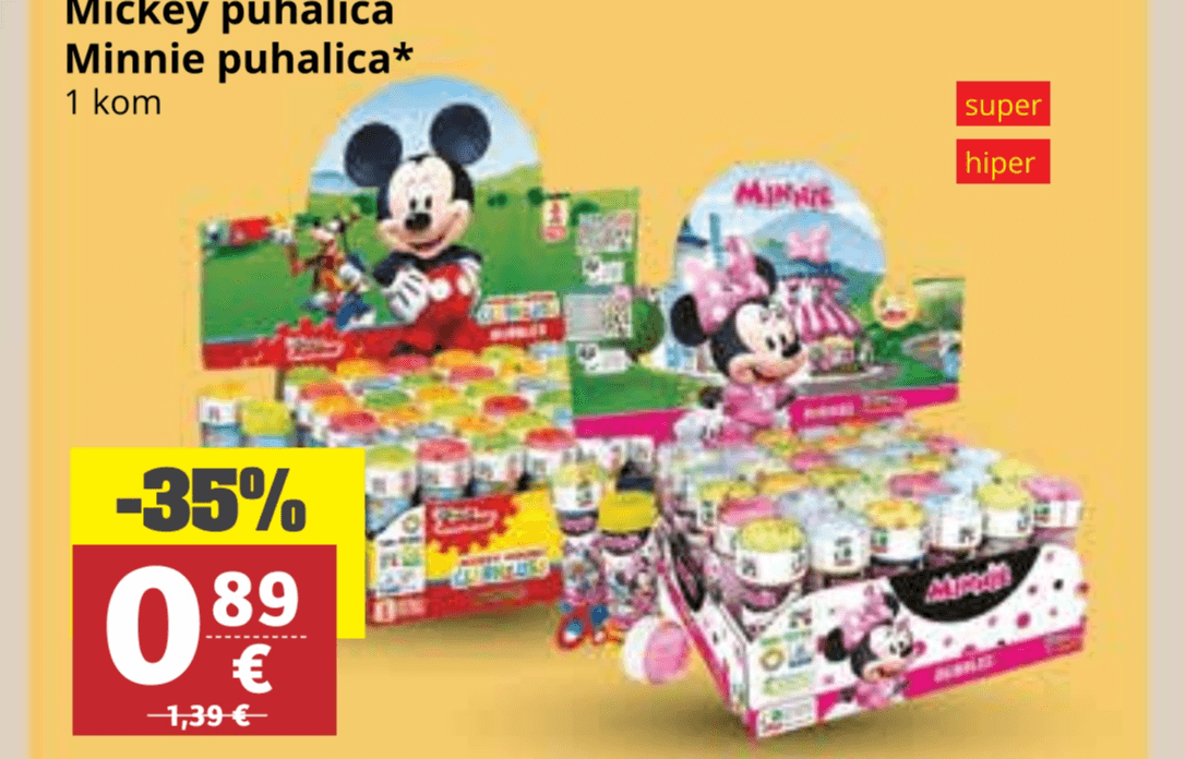 Mickey i Minnie puhalica 1 kom - Akcija u trgovini Ribola