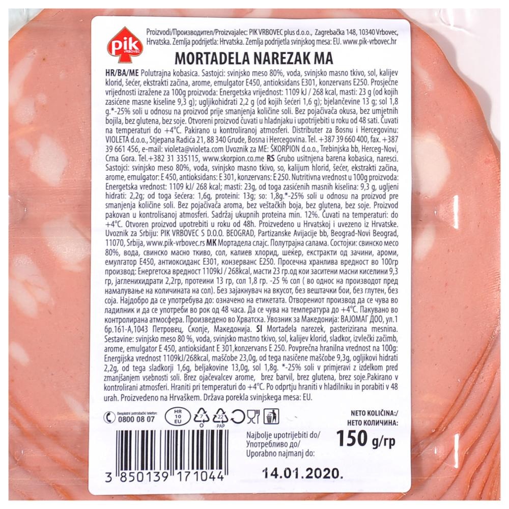 PIK Mortadela narezak 150 g - Akcija u trgovini Ribola