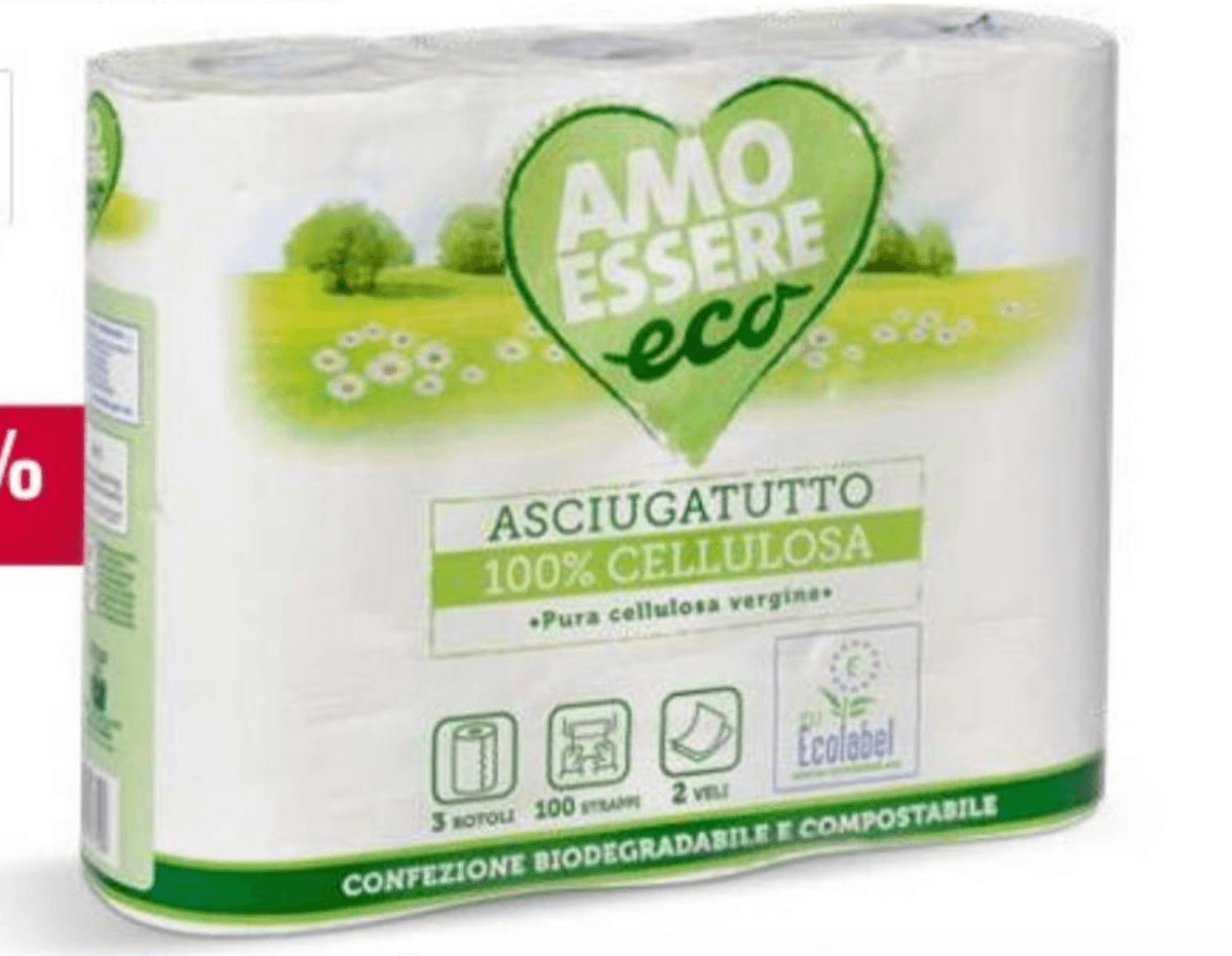 Papirnati ručnici Eko 3 sloja, 100 listova, 2 role AMO ESSERE eco - Akcija u trgovini Eurospin