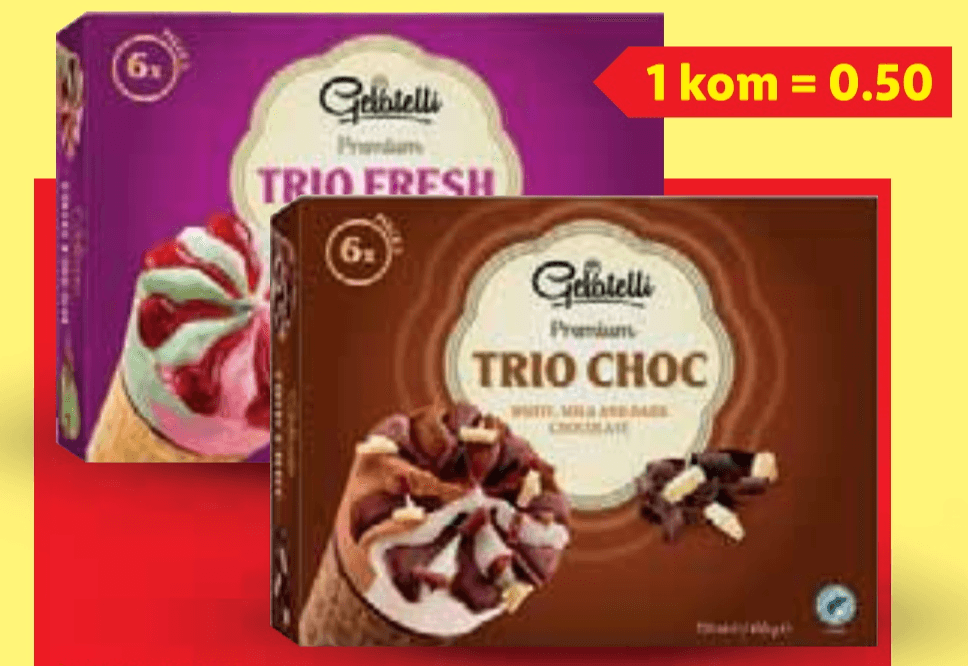 GELATELLI Trio kornet 6 x 120 ml - Akcija u trgovini Lidl