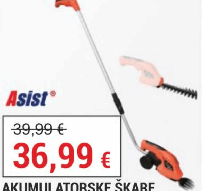 Akumulatorske škare za travu i živicu ASIST - Akcija u trgovini Merkury