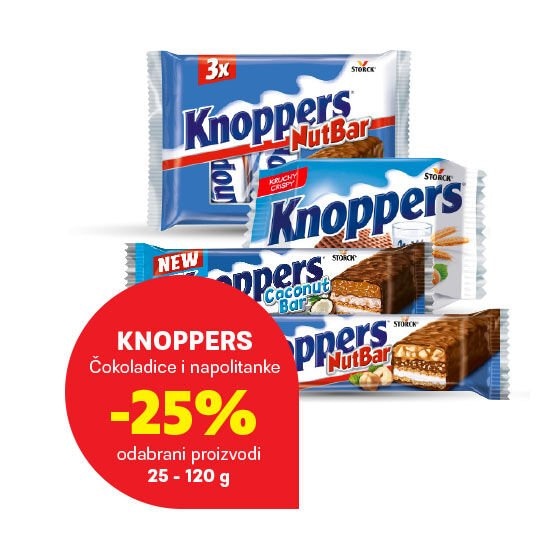Knoppers Čokoladice i napolitanke 25-120 g - Akcija u trgovini Plodine